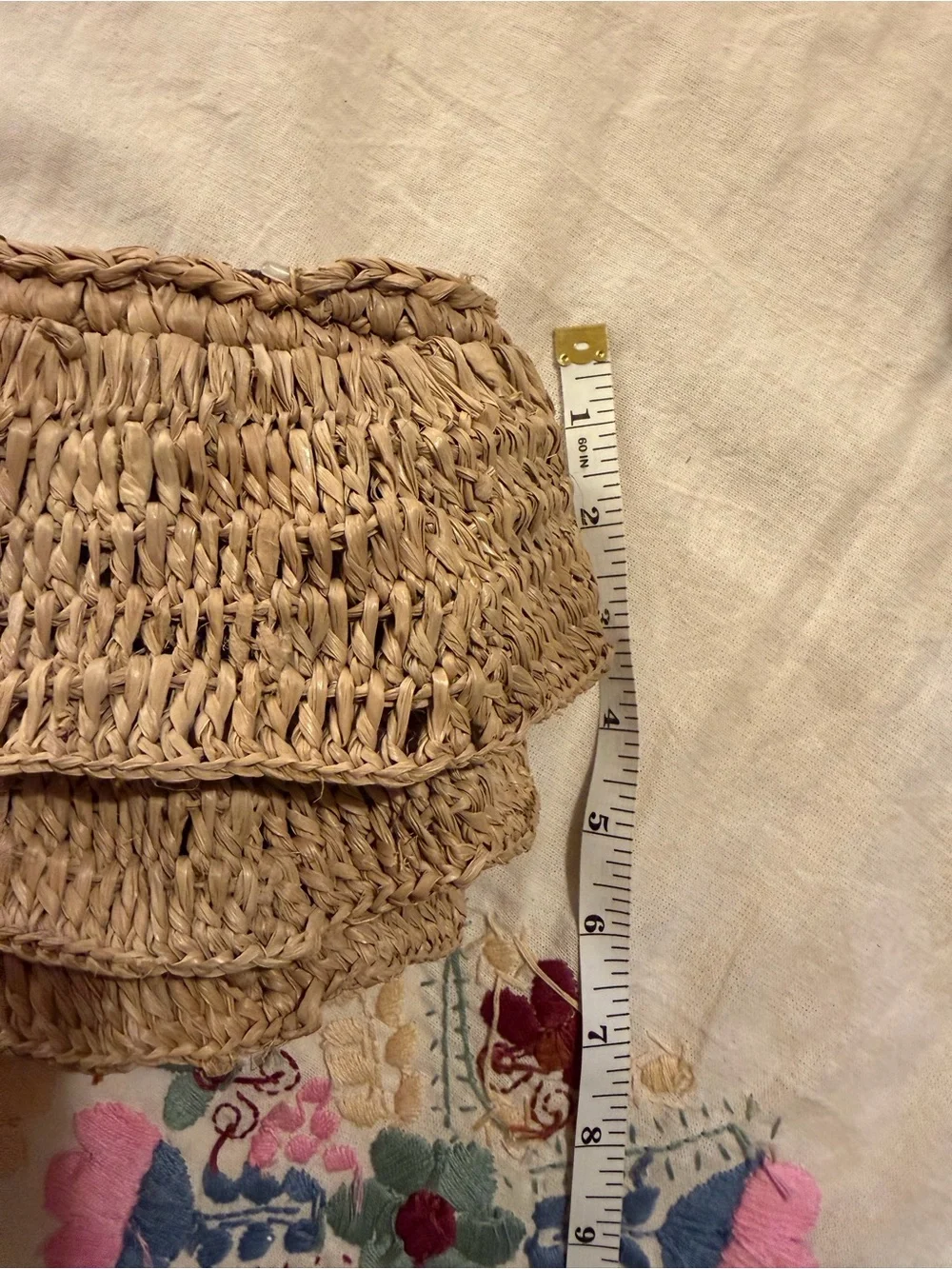 ANTHROPOLOGIE Woven Raffia Clutch Bag in Natural Tan